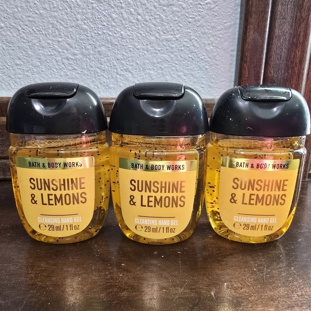 Bath & Body Pocket Hand Sanitizer Anti Bac Gel SUNSHINE & LEMONS X3